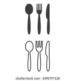 Knife, fork and spoon on white background. Vector illustration