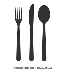 Knife, fork and spoon on white background. Vector illustration.