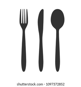 knife, fork and spoon on white background. Vector illustration.
