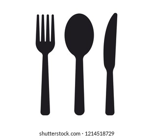 Knife, fork and spoon on white background. Vector illustration. Fork spoon knife