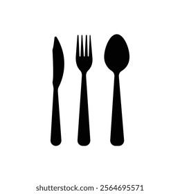 knife, fork and spoon on white background. Vector illustration