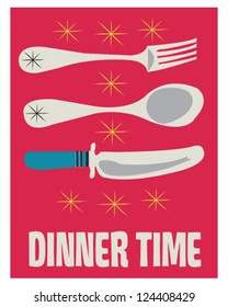 knife fork spoon restaurant vector multiple utensils retro diner