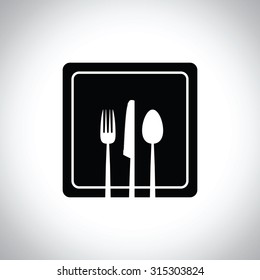 knife fork and spoon set on a square plate