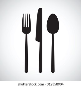 knife fork and spoon silhouette set