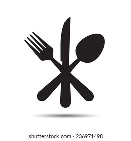 Knife, Fork and Spoon. Vector - cross