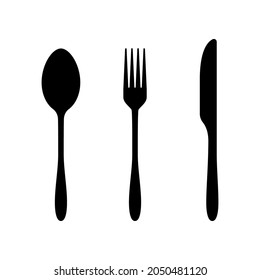 knife fork spoon vector isolated on white background. vector silhouette isolated.