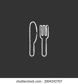 Knife and fork vector chalk icon