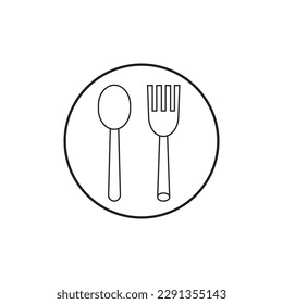Knife and fork vector icon in black solid flat design icon isolated on white background.