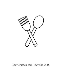 Knife and fork vector icon in black solid flat design icon isolated on white background.
