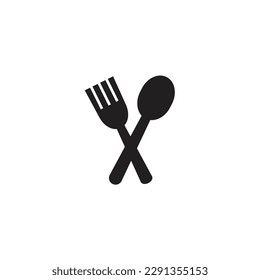 Knife and fork vector icon in black solid flat design icon isolated on white background.