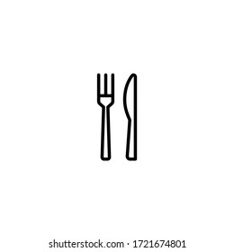 Knife And Fork Vector Icon In Linear, Outline Icon Isolated On White Background
