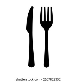 Knife and Fork. Vector illustration of black on white background