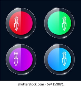 Knife four color glass button ui ux icon. Glossy app icon logo vector