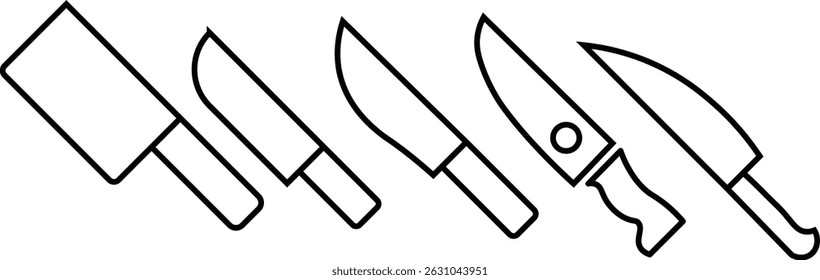 Knife glyph icon. Kitchen knife icon set
