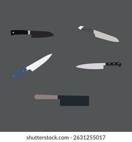 Ícone de glifo de faca. Conjunto de ícone de faca de cozinha. Ícone de glifo de faca afiada. Ilustração de lâmina afiada. Ilustração do vetor de estoque.