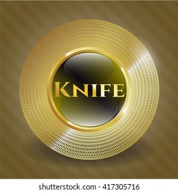 Knife gold badge or emblem