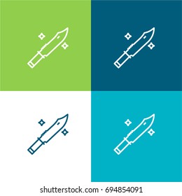 Knife green and blue material color minimal icon or logo design