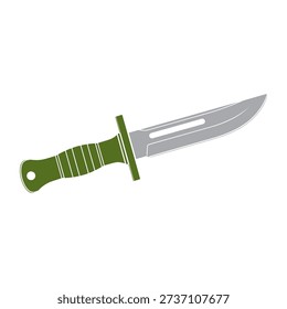 A knife with a green handle and silver blade