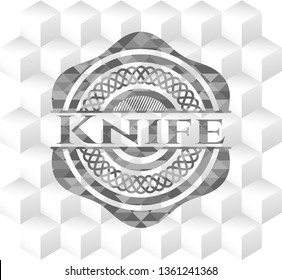 Knife grey emblem with geometric cube white background