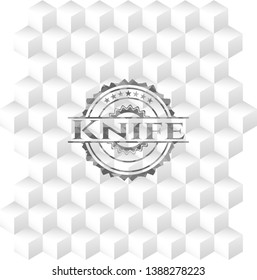 Knife grey emblem with geometric cube white background