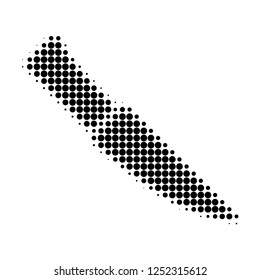 Knife halftone dotted icon. Halftone array contains round dots. Vector illustration of knife icon on a white background.
