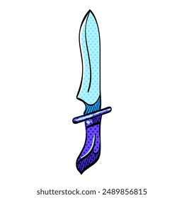 Icono de medio tono de cuchillo dibujado a mano Ilustración vectorial de color