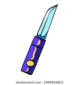 Knife halftone icon hand drawn color vector illustration