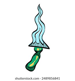 Knife halftone icon hand drawn color vector illustration