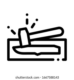 Knife Hammer Icon Vector. Outline Knife Hammer Sign. Isolated Contour Symbol Illustration