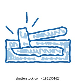 Icono de esbozo de martillo de Cuchillo vectorial. Dibujo manual del arte de la línea de doodle azul Knife Hammer. ilustración de símbolo aislado