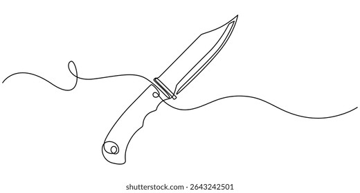 Messer handgezeichnete Icon-Illustration, Messer schwarz kontinuierliche einzeilige Zeichnung, Chef's Knife kontinuierliche einzeilige Zeichnung Minimalismus Design, Schwarzes Messer in einer Zeile Art Style.drawing mit editierbaren