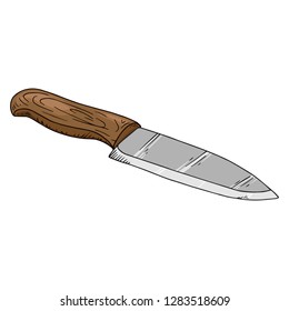 Knife hand drawn. Vector illustration of a kitchen knife. Knife icon.