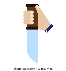 Knife in hand flat illustration on white