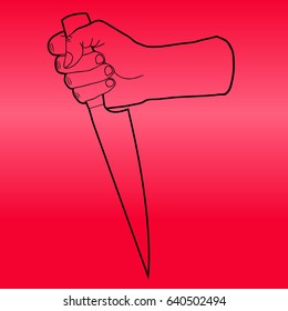 Knife in a hand.  Isolated