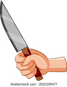 Cuchillo con la mano en la ilustración de fondo blanco