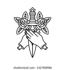 Knife With Hand and Rose