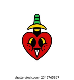 Knife heart cartoon character