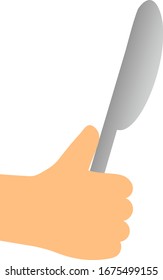 Knife held in hand isolated vector illustration