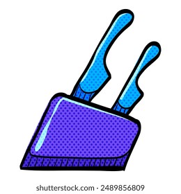 Knife holder halftone icon hand drawn color vector illustration