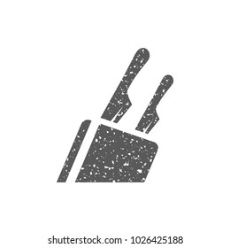 Knife holder icon in grunge texture. Vintage style vector illustration.