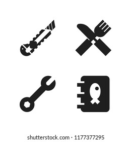 knife icon. 4 knife vector icons set. tools and utensils, cutter and menu icons for web and design about knife theme