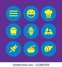 knife icon. 9 knife set with cook, menu, ninja and swiss army knife vector icons for web and mobile app