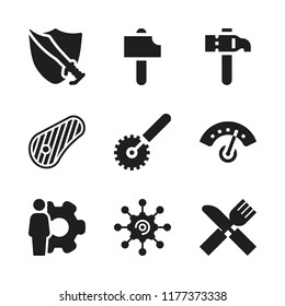 knife icon. 9 knife vector icons set. pizza cutter, swords and settings icons for web and design about knife theme