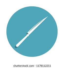 knife icon in badge style. One of kitchen tools collection icon can be used for UI, UX