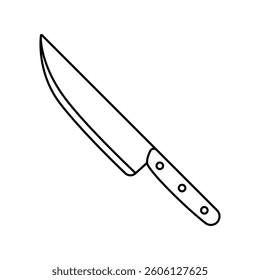 Knife icon. Black outline linear silhouette. Editable strokes. Side view. Vector simple flat graphic illustration. Isolated object on white background. Isolate.