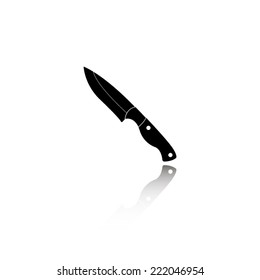 Knife icon - black vector illustration with reflection