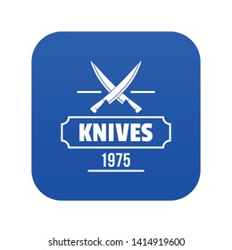 Knife icon blue vector isolated on white background