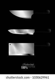 knife icon for butcher shop, Vintage typographic hand-drawn. Meat cutting knives, Cutlery icon set vector realistic kitchen knives isolated, Vector illustration.