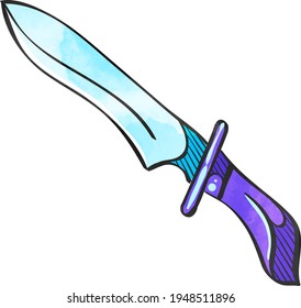 Icono de Cuchillo en el dibujo de color. Peligro de peligro de batalla de asalto con armas