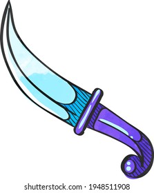 Knife icon in color drawing. Weapon assault battle danger dagger